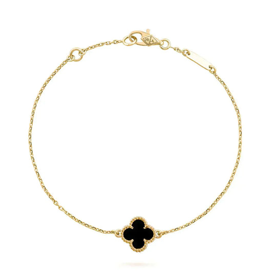 [Clara Jewels]CLOVER ONYX SINGLE FLOWER BRACELET