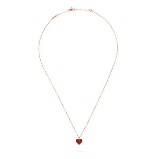 [Clara Jewels]SWEET CLOVER CARNELIAN HEART NECKLACE