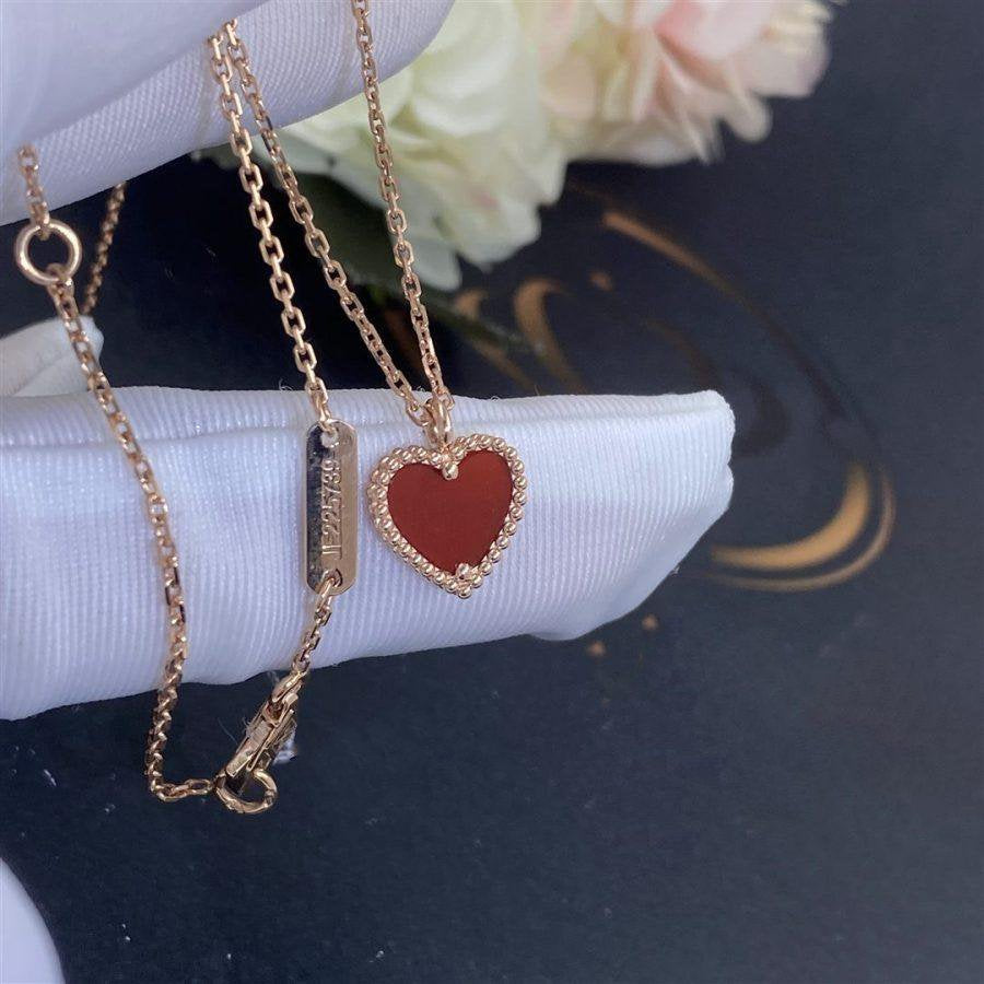[Clara Jewels]SWEET CLOVER CARNELIAN HEART NECKLACE