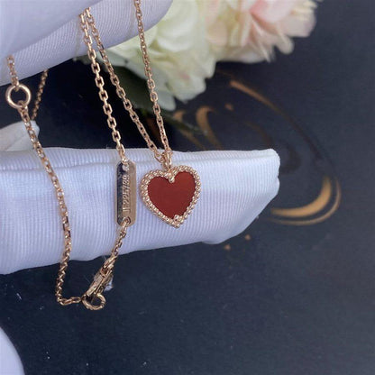[Clara Jewels]SWEET CLOVER CARNELIAN HEART NECKLACE