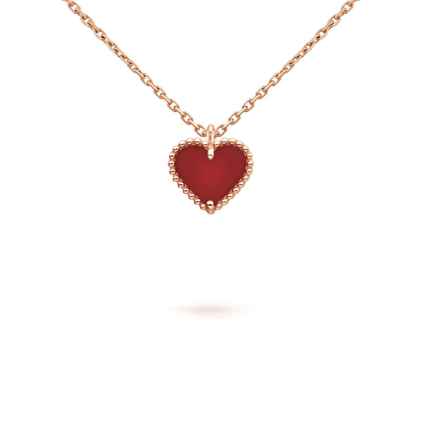 [Clara Jewels]SWEET CLOVER CARNELIAN HEART NECKLACE