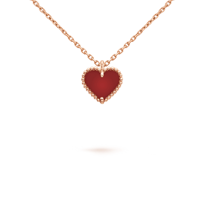 [Clara Jewels]SWEET CLOVER CARNELIAN HEART NECKLACE