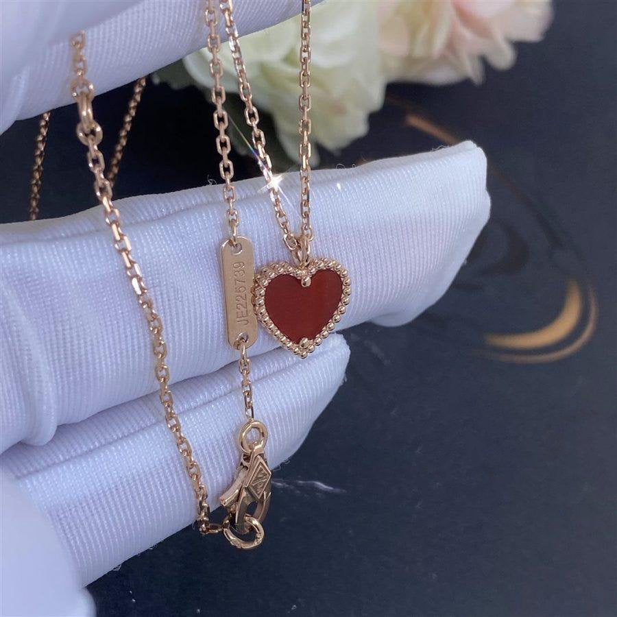 [Clara Jewels]SWEET CLOVER CARNELIAN HEART NECKLACE