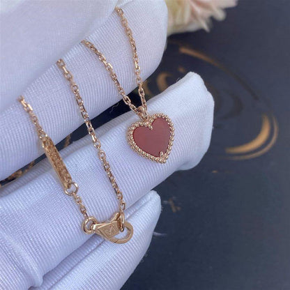 [Clara Jewels]SWEET CLOVER CARNELIAN HEART NECKLACE
