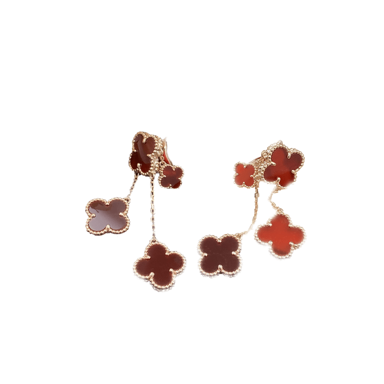 [Clara Jewels]CLOVER EARRINGS CARNELIAN 4 MOTIFS PINK GOLD