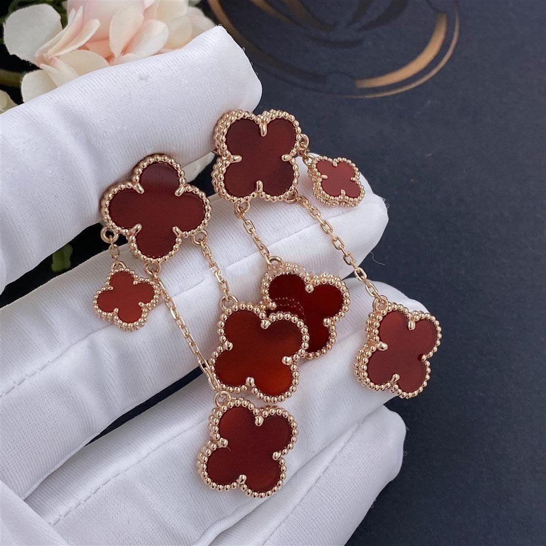 [Clara Jewels]CLOVER EARRINGS CARNELIAN 4 MOTIFS PINK GOLD