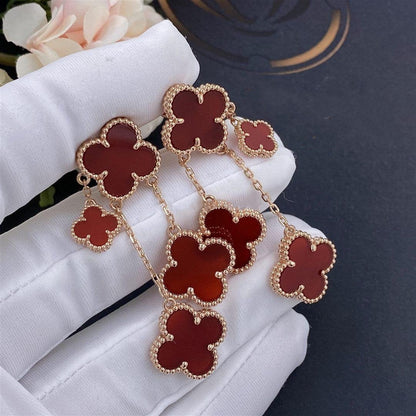 [Clara Jewels]CLOVER EARRINGS CARNELIAN 4 MOTIFS PINK GOLD