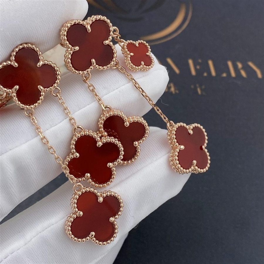 [Clara Jewels]CLOVER EARRINGS CARNELIAN 4 MOTIFS PINK GOLD