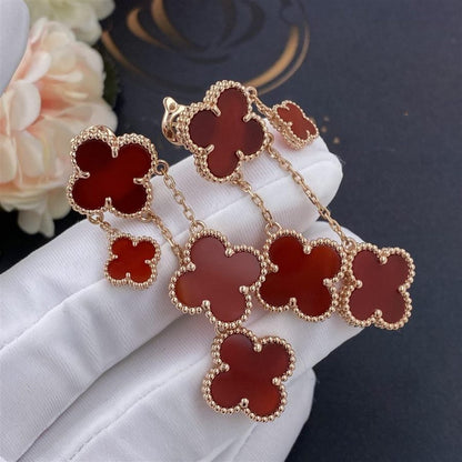 [Clara Jewels]CLOVER EARRINGS CARNELIAN 4 MOTIFS PINK GOLD