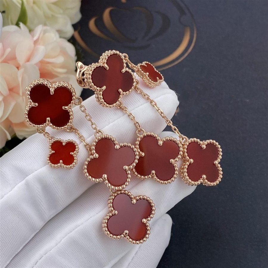[Clara Jewels]CLOVER EARRINGS CARNELIAN 4 MOTIFS PINK GOLD