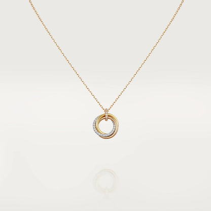 [Clara Jewels]TRINITY NECKLACE SILVER GOLD PINK GOLD DIAMONDS