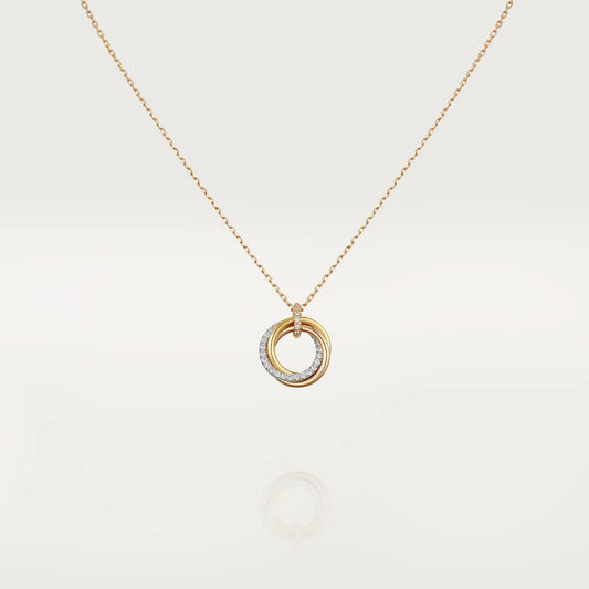 [Clara Jewels]TRINITY NECKLACE SILVER GOLD PINK GOLD DIAMONDS