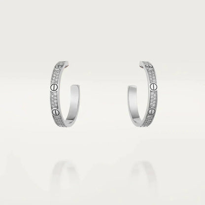 [Clara Jewels]LOVE DIAMOND SILVER HOOP EARRINGS