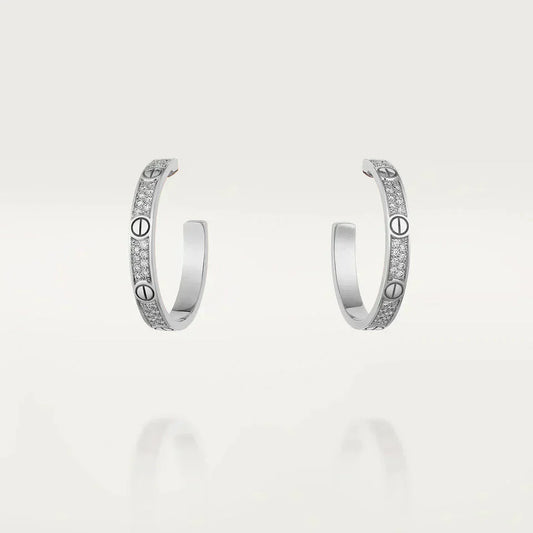 [Clara Jewels]LOVE DIAMOND SILVER HOOP EARRINGS