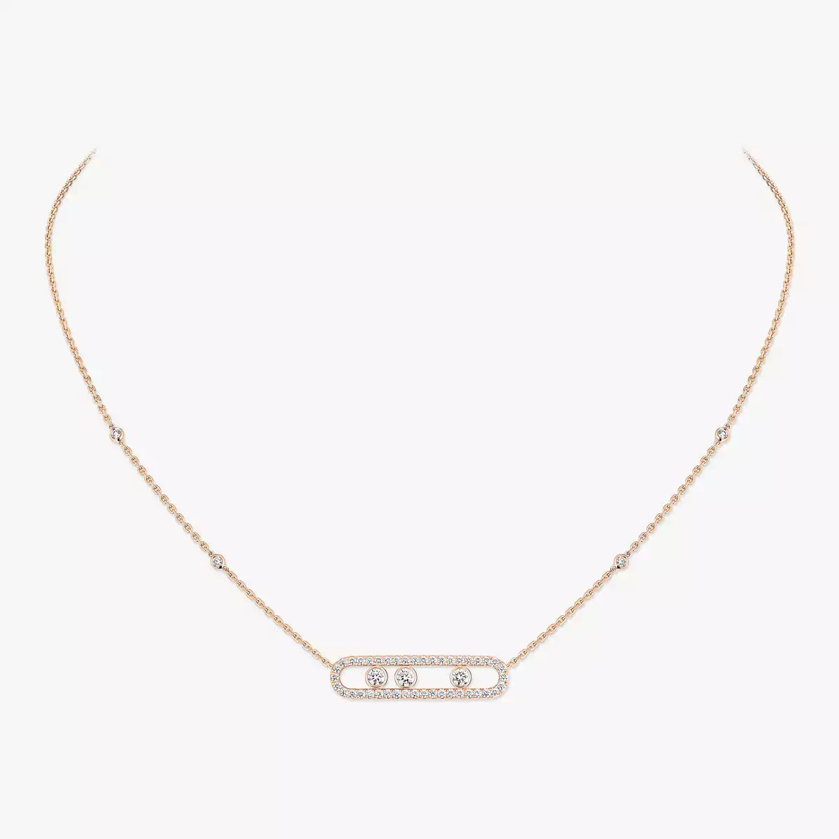 [Clara Jewely] Move Pave_ Rose Gold Diamond Necklace