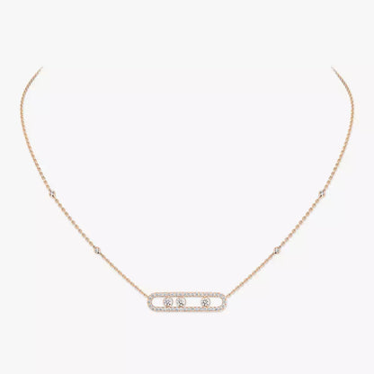 [Clara Jewely] Move Pave_ Rose Gold Diamond Necklace