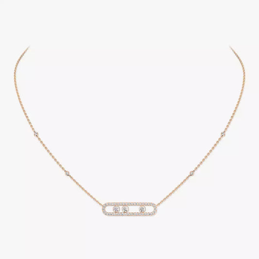 [Clara Jewely] Move Pave_ Rose Gold Diamond Necklace