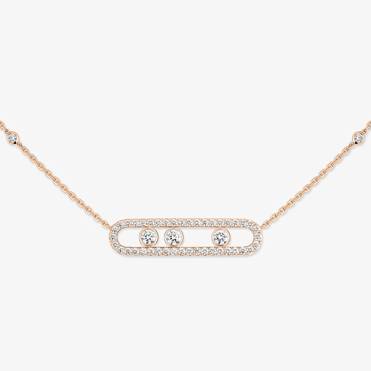 [Clara Jewely] Move Pave_ Rose Gold Diamond Necklace