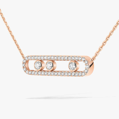 [Clara Jewely] Move Pave_ Rose Gold Diamond Necklace