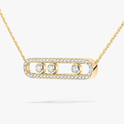 [Clara Jewely] Move Pave_ Rose Gold Diamond Necklace