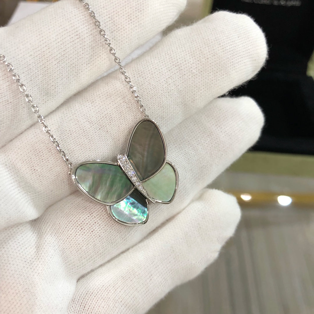 [Clara Jewels]LARGE BUTTERFLY SILVER PENDANT DIAMOND NECKLACE