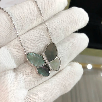 [Clara Jewels]LARGE BUTTERFLY SILVER PENDANT DIAMOND NECKLACE