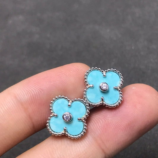 [Clara Jewels]CLOVER 1 DIAMOND BLUE SKY SILVER EARRINGS