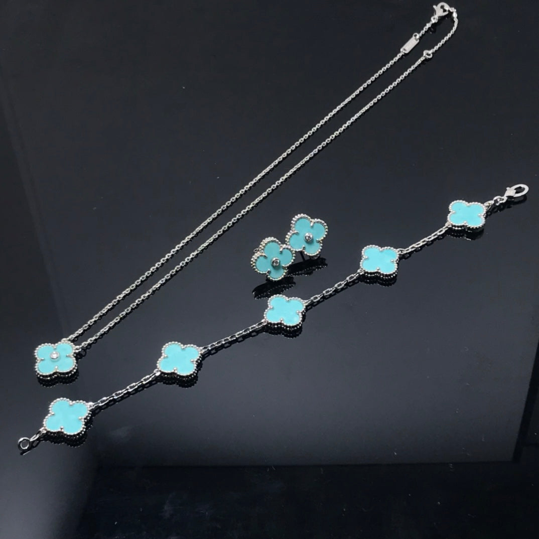 [Clara Jewels]CLOVER 1 DIAMOND BLUE SKY SILVER EARRINGS