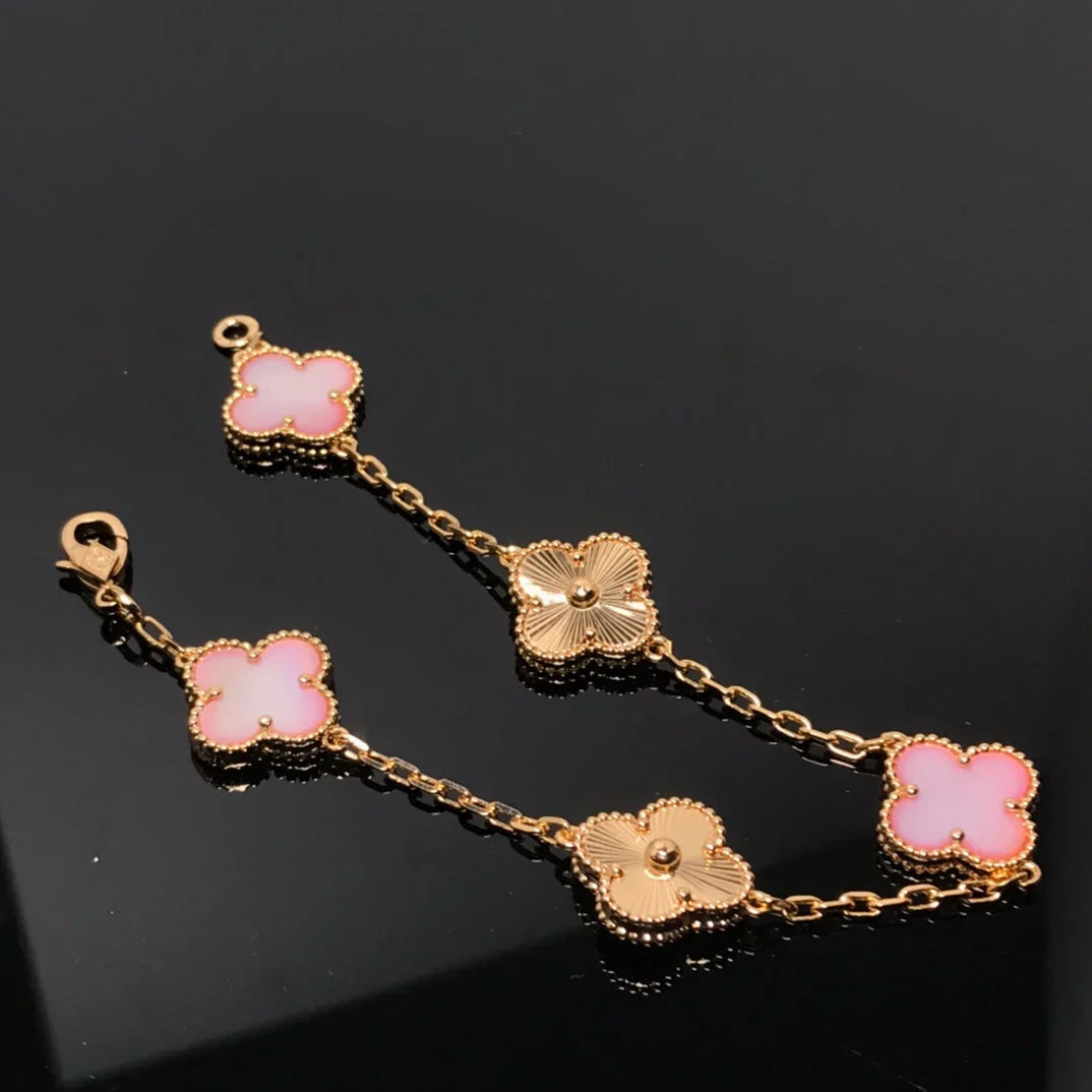 [Clara Jewels] CLOVER 5 MOTIFS  PINK MOP BRACELET COLLECTION