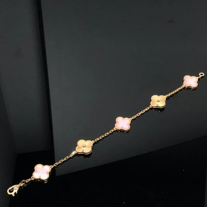 [Clara Jewels] CLOVER 5 MOTIFS  PINK MOP BRACELET COLLECTION