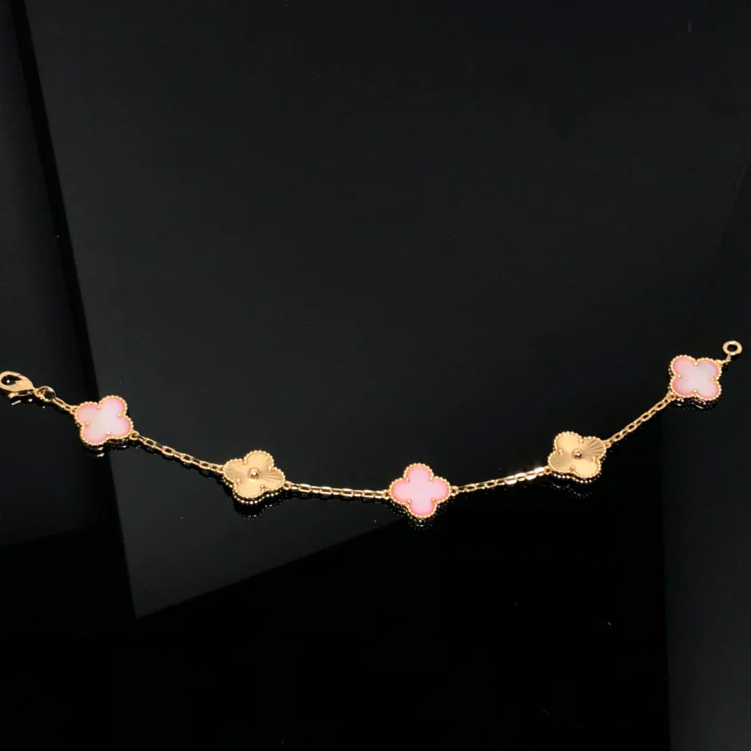 [Clara Jewels] CLOVER 5 MOTIFS  PINK MOP BRACELET COLLECTION