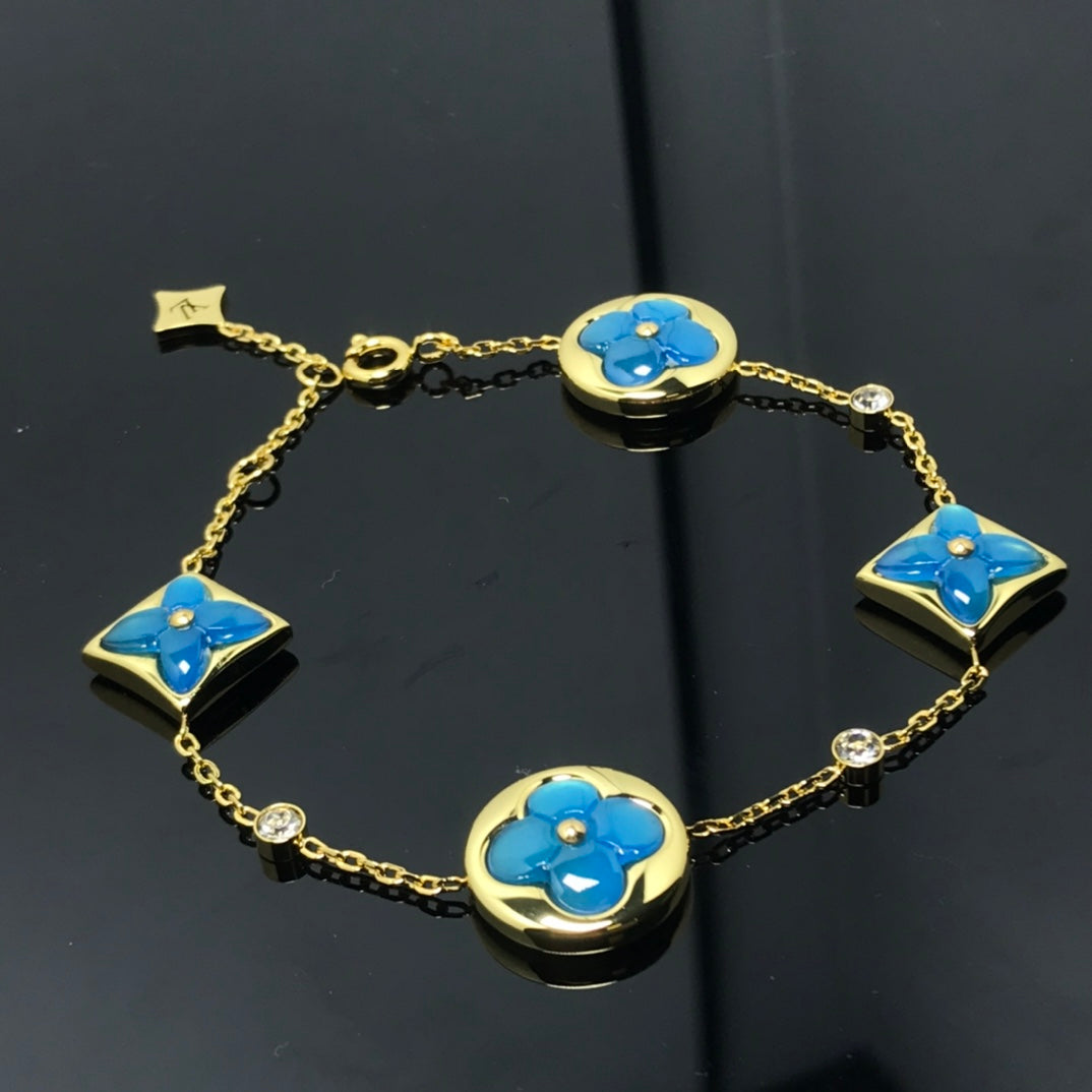 [Clara Jewels]STAR AND SUN 4 MOTIF BLUE BRACELET
