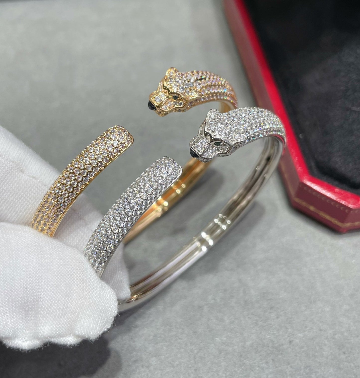 [Clara Jewels]PANTHERE FULL DIAMOND OPEN BRACELET