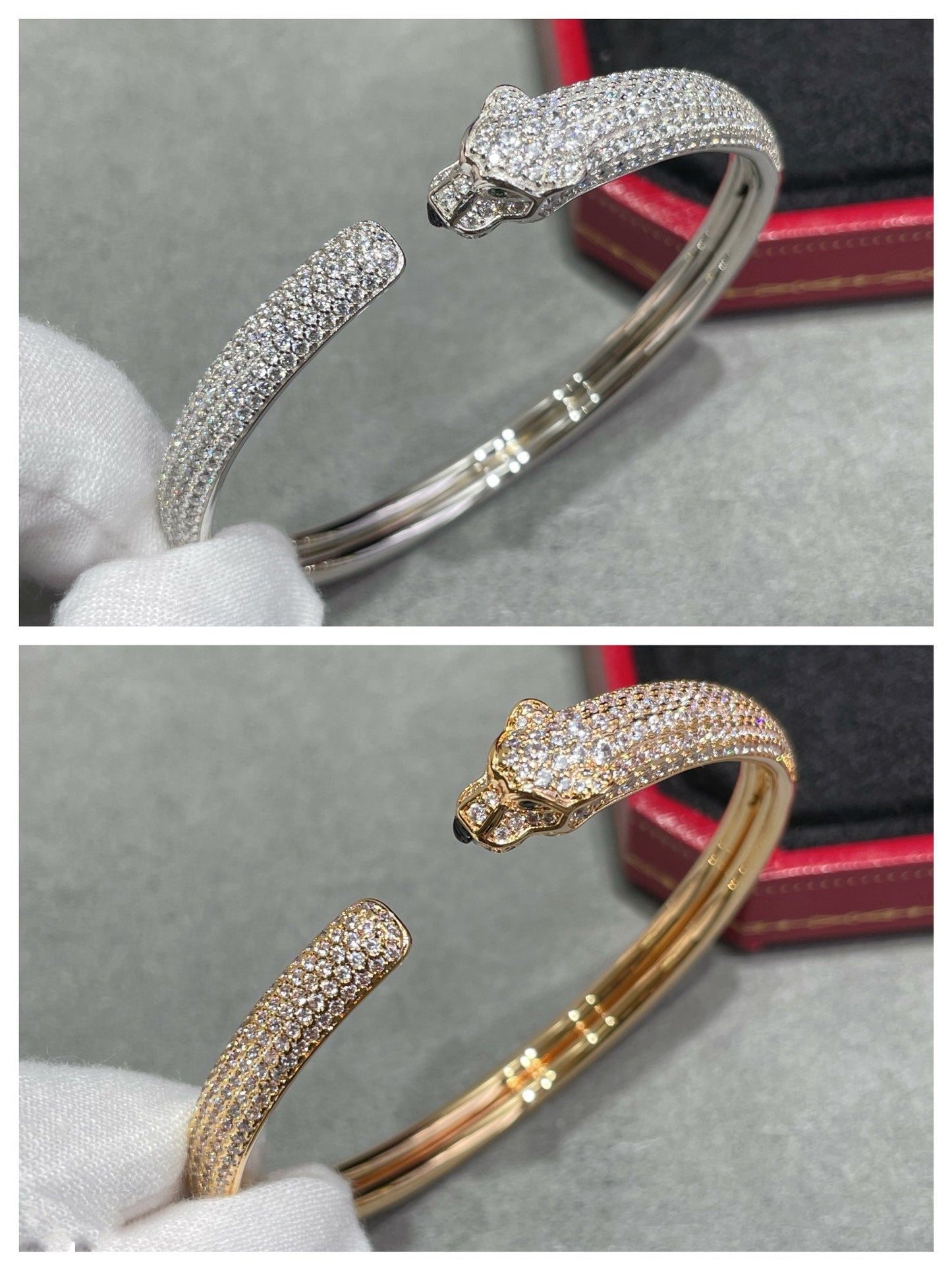 [Clara Jewels]PANTHERE FULL DIAMOND OPEN BRACELET