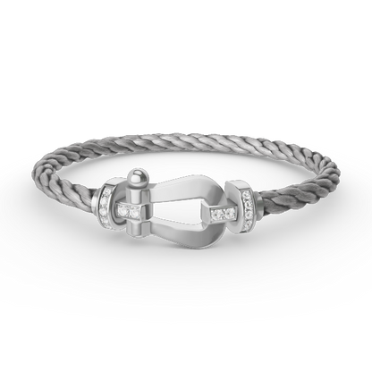 [Clara Jewels]FORCE LARGE HORSESHOE HALF DIAMOND BRACELET SILVER