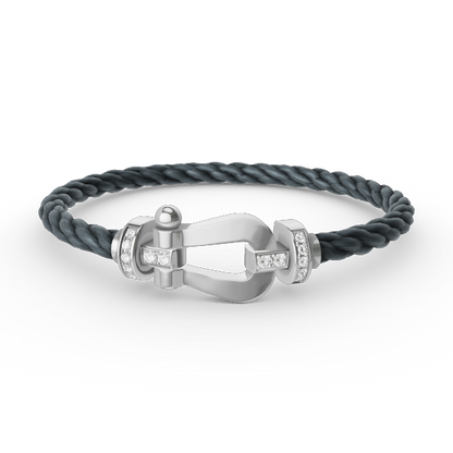[Clara Jewels]FORCE LARGE HORSESHOE HALF DIAMOND BRACELET SILVER