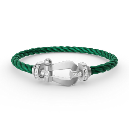[Clara Jewels]FORCE LARGE HORSESHOE HALF DIAMOND BRACELET SILVER