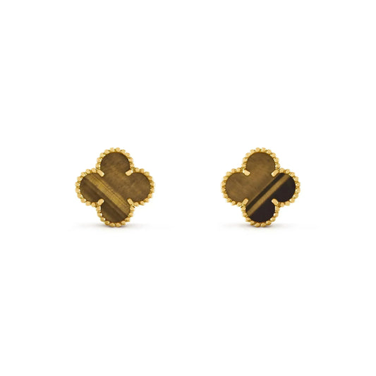 [Clara Jewels]CLOVER MEDIUM 1 MOTIFS TIGER EYE EARRINGS