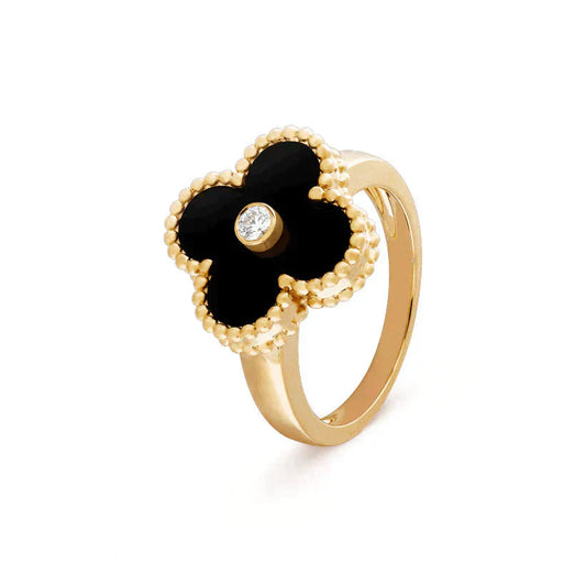 [Clara Jewels]CLOVER ONYX RING GOLD DIAMOND