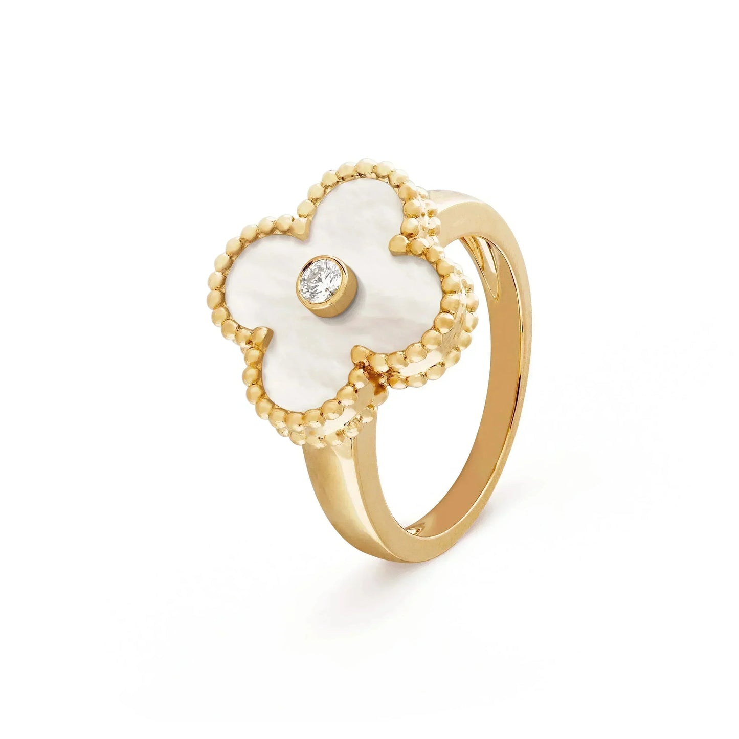 [Clara Jewels]CLOVER PINK MOP RING GOLD DIAMOND