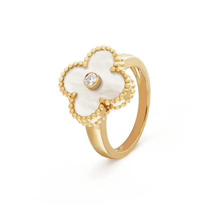 [Clara Jewels]CLOVER PINK MOP RING GOLD DIAMOND