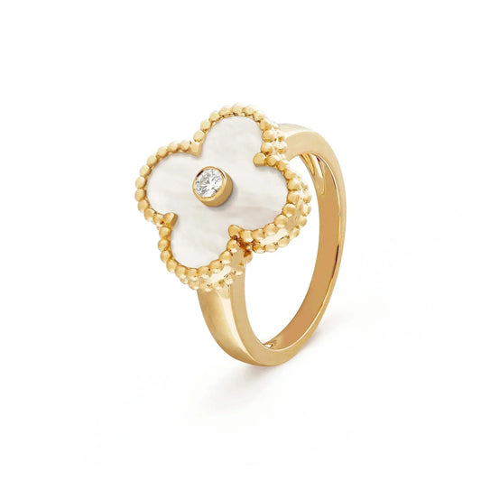 [Clara Jewels]CLOVER PINK MOP RING GOLD DIAMOND