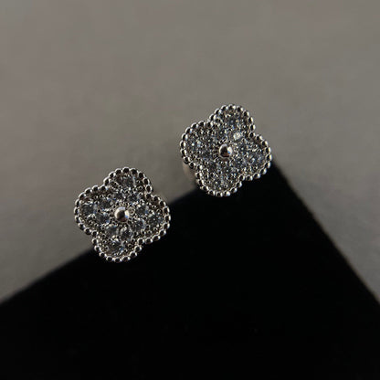 [Clara Jewels]CLOVER MINI DIAMOND STUD EARRINGS